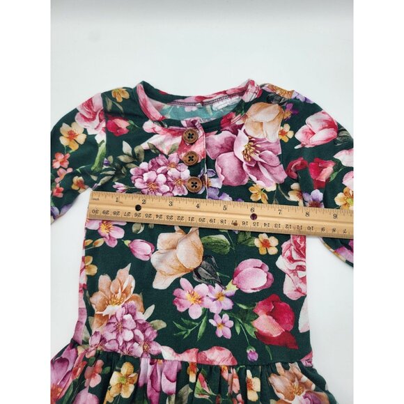 Posh Peanut Baby Girl 18-24M Floral Long Sleeve Twirl Skirt Bodysuit Dress - Picture 5 of 8